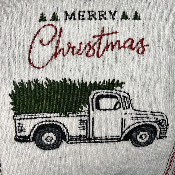 Merry Christmas pillow with truck on it - Picture 2 of 5